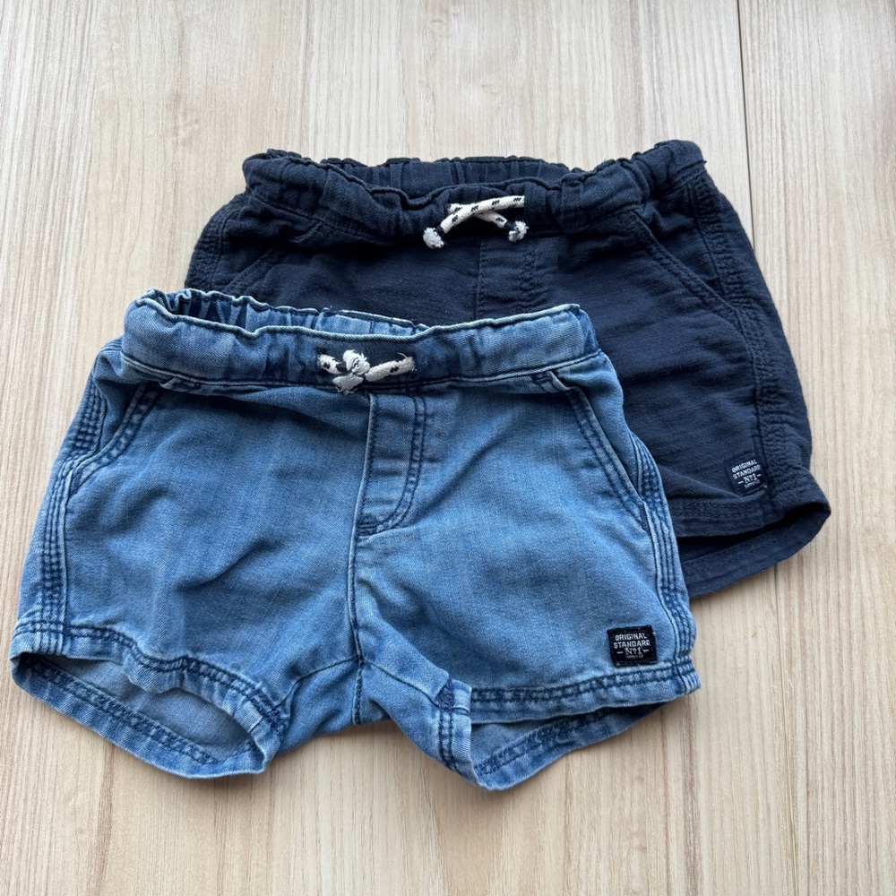 H&M Two-Pack Drawstring Shorts in Light Blue & Navy